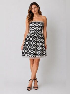 New Plenty by Tracy Reese Silk Strapless Fit & Flare Dress with Tulle Hem Size 2